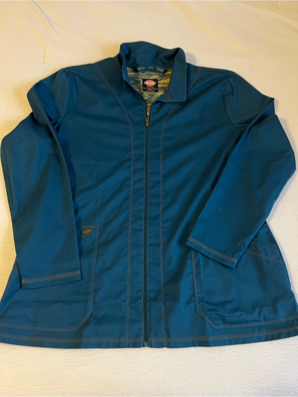 Dickies Teal Blue Lightweight Zip-Front Shirt Jacket